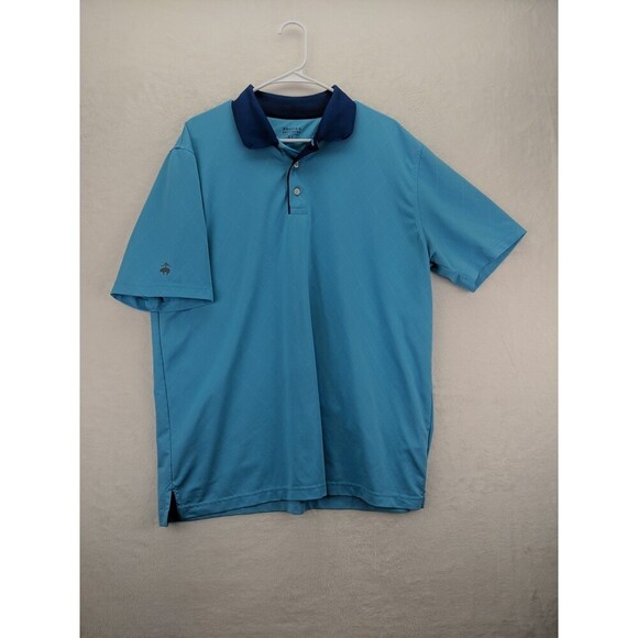 Brooks Brothers Two Tone Blue Performance Polo Mens XL Short Sleeve Breathable - Picture 11 of 12